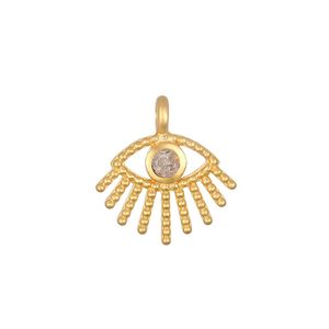 Collana con Ciondolo in Acciaio Inossidabile Placcato Oro 18K, Sole, Occhio del Diavolo, Luna, 12 Pietre Portafortuna per Donne - Product Image 5