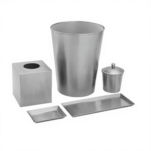 Juego de accesorios de baño de Metal plateado de 5 uds con soporte para pañuelos, soporte para bolas de algodón, bandeja para jabonera para decoración de encimera de baño - Product Image 1