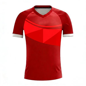 Maillot de football personnalisé imprimé drapeau Guyanaise 100 % polyester, manches courtes, col en V, logo frontal, uniforme de football, tenue d'équipe - Product Image 1