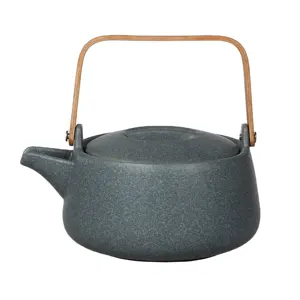Chaozhou suppliers durable tea set pot reactive glaze teapot custom porcelain tea pot with handle
