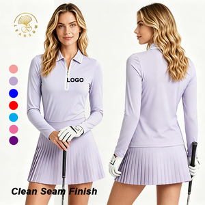 Polo de golf uni à manches longues pour femme, idéal pour les performances en extérieur - Product Image 2