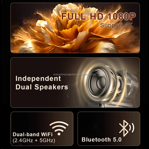 โปรเจคเตอร์ 4K Full HD ราคาสุดคุ้ม พร้อม WiFi, Bluetooth, <span class=keywords><strong>Android</strong></span> <span class=keywords><strong>Smart</strong></span> Mini <span class=keywords><strong>Projector</strong></span> สำหรับโฮมเธียเตอร์ ดูหนังนอกบ้าน ของขวัญ โปรเจคเตอร์วิดีโอ - Product Image 6