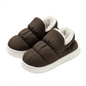 รองเท้าแตะใส่ในบ้านบุขนนุ่มกันลื่น พื้นหนา 4 ซม. สำหรับฤดูหนาว เหมาะสำหรับผู้ชายและผู้หญิง - Product Image 4