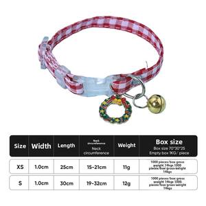 Collier pour <span class=keywords><strong>chien</strong></span> et chat de Noël, pendentif, boucle de sécurité à carreaux, cloche, style japonais et coréen, polyester, vente en gros - Product Image 6