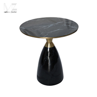 Tables basses de luxe, meubles de salon nordiques, table d'appoint ronde moderne en métal noir et verre doré