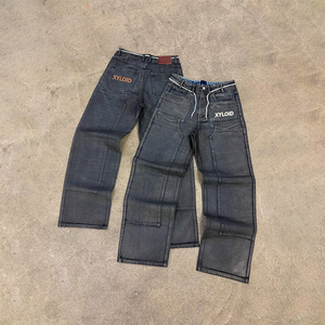 Pantalones vaqueros encerados de diseño vintage para hombre, personalizados de fábrica, de mezclilla encerada de alto gramaje, estilo oversize - Product Image 1