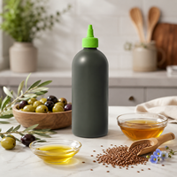 Bouteille souple en plastique mat pour condiments, ketchup, sauce chili, distributeur d'huile d'olive en plastique avec bouchons à visser