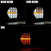 Phare LED de moto 5.75 pouces avec grille en nid d'abeille DRL, faisceau haut et bas, projecteur rond pour Harley Sportster Iron 883 Dyna