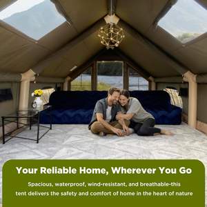 Grande tente de <span class=keywords><strong>camping</strong></span> gonflable de luxe quatre saisons, toile de coton technologique, pour 4-6-8-10-12 personnes |   Lucarne respirante et imperméable - Product Image 3