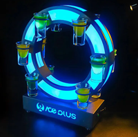 Support de présentation LED rechargeable pour bouteilles, verres à cocktail, verres à shot et verres à champagne, design Grande Roue