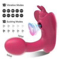 Damen 2-in-1 Heizung tragbarer Vibrator Fern gesteuerter Sauger Dildo Klitoris Stimulator Höschen Saugen Vibrieren