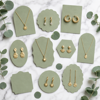 Kartu Anting Hijau Sage, Branding Perhiasan Minimalis, Logo Custom, Kemasan Usaha Kecil, Display Kalung Butik, Grosir