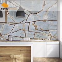 Encimera de cuarcita pulida de alta gama Cotrustone, resistente al fuego, color azul Roma, para interiores, cocinas y baños.