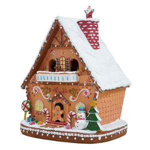 Nouveauté : Maison de Noël LED de 8 pouces avec mouvements et 8 chansons, utilisation intérieure, en polyrésine, décoration 2026 - Product Image 4