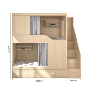 <span class=keywords><strong>Litera</strong></span> Tipo Cápsula de Madera Maciza Duradera con Barandilla de Seguridad y Escaleras, Cuatro Cajones, Camas Superior e Inferior para Uso Doméstico y Dormitorio Juvenil - Product Image 3