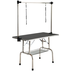 Table de toilettage pliable pour chiens en métal avec étagère de rangement et barre réglable - Product Image 5