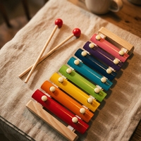 Xylophone en bois arc-en-ciel à 8 notes avec maillets, instrument musical éducatif sensoriel précoce pour enfants, jouet pour tout-petits