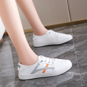 Ladies Round Toe Simple White Shoes Fashion Trend <strong>Women</strong> Casual Walking Shoes Lace up Shallow Mouth Convenient Ladies <strong>Trainers</strong> - Product Image 1
