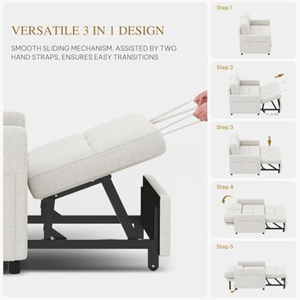 <span class=keywords><strong>Canapé</strong></span>-lit <span class=keywords><strong>convertible</strong></span> 3-en-1 avec lit escamotable, futon en lin et dossier réglable, <span class=keywords><strong>canapé</strong></span> deux places moderne - Product Image 3