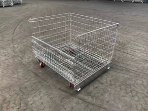 Jaula Metálica Plegable de Malla de Alambre de Acero Galvanizado con Cierre de Hebilla y Ruedas de 4 Pulgadas para Almacenamiento en Almacén - Product Image 2