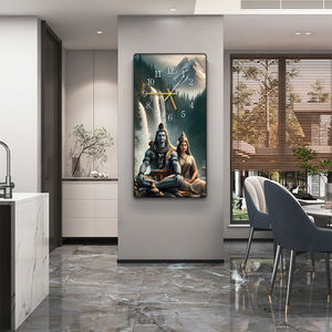 ヒンドゥー教の神シヴァパルヴァティ宗教アート絵画時計装飾フレームhdクリスタル磁器印刷壁アート壁時計 - Product Image 3