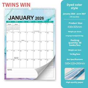 Customised Calendario Full Color Landscape 2026 Table Calendar Printing Custom 18 Month Promotional Custom Logo Home Office