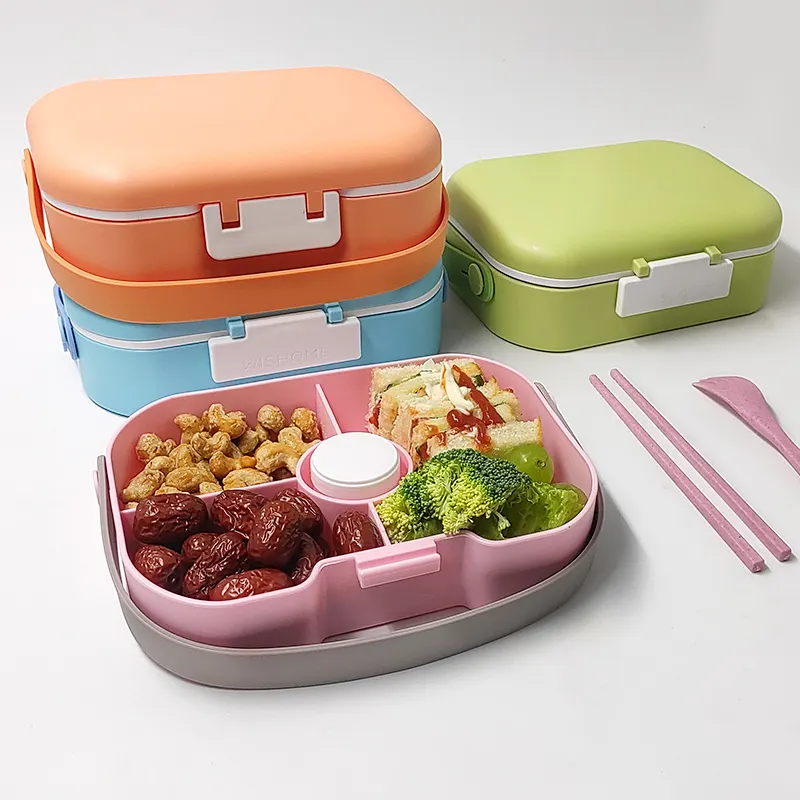 Jelife Versión de actualización Fiambreras con Compartimentos Caja de Almuerzo sin BPA Fiambreras Infantiles a Prueba de Fugas Loncheras para Niños Verde 