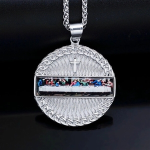 Collar con Colgante de Acero Inoxidable Impermeable y Antideslustre con Figura de la Última Cena de Jesús, Estilo Vintage, para Hombre - Product Image 3