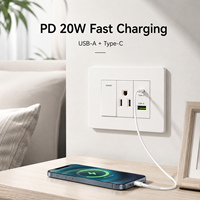 Prise murale américaine standard à 3 prises 10A avec USB Type-C à charge rapide, panneau PC, prise électrique personnalisée, directement de l'usine