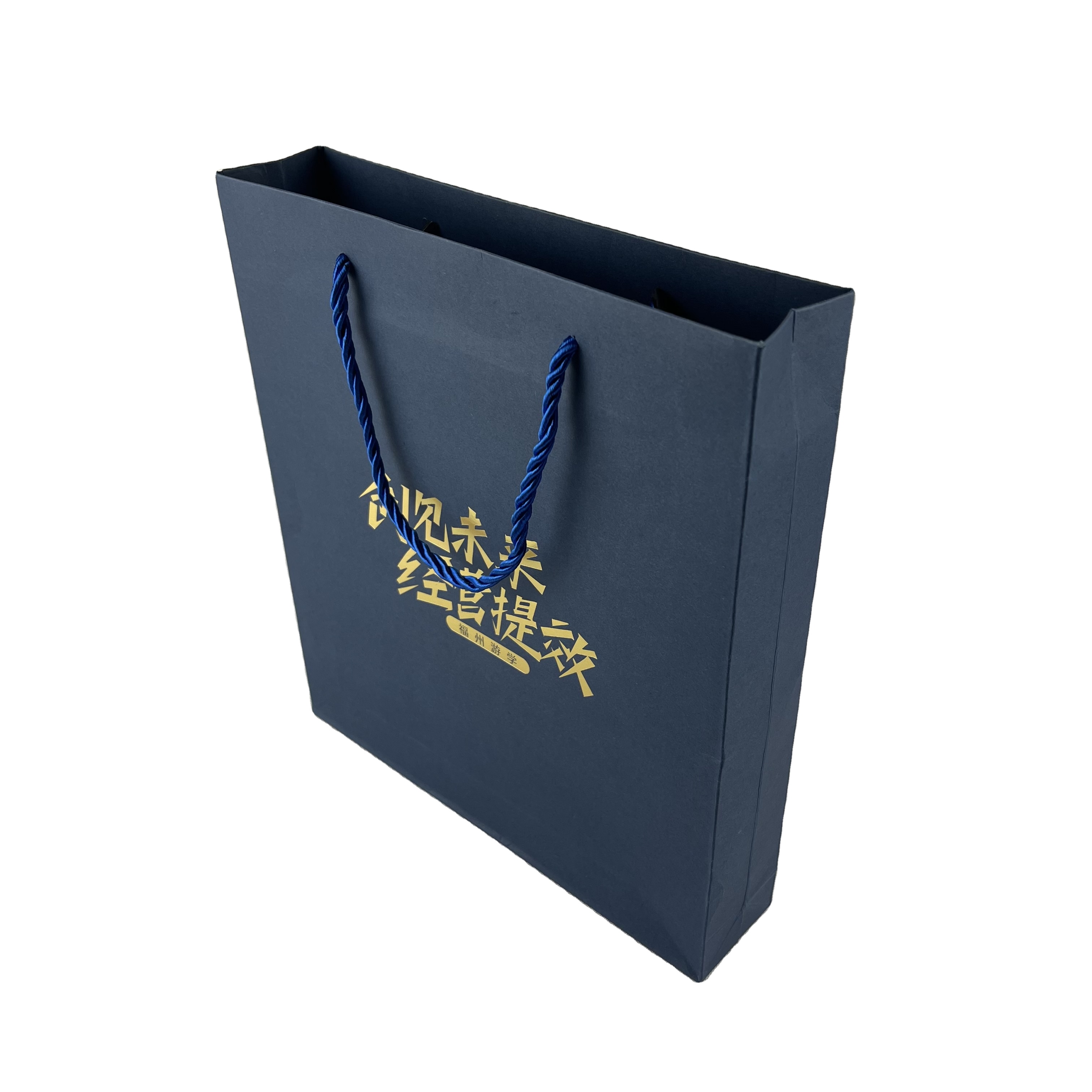 High Quality Unique Paper Bag Supplier Shopping Customized Gold Stamp Logo Blue Packaging Bag Premium Gift Wrapping Paper Bags