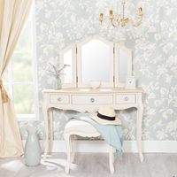 Ensemble de table de maquillage de vanité de style français avec poignées en cristal tabouret rembourré de meubles de chambre à coucher de luxe pour une utilisation en appartement