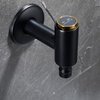 Robinet mural en laiton massif de qualité supérieure avec machine à laver automatique noire pour évier de balcon, robinet extérieur