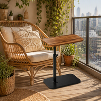 Table de lit pour ordinateur portable réglable en hauteur, table d'appoint en forme de C avec roulettes, table de chevet moderne pour les petites chambres
