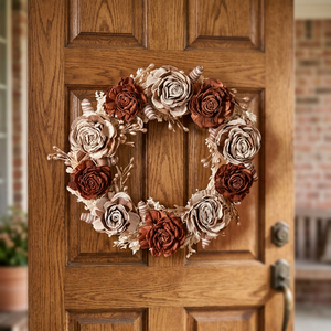 Corona de Flores Rústica Hecha a Mano, Arreglo Floral Decorativo Redondo para Boda, Paquete Individual Sin Iluminación - Product Image 2
