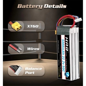 แบตเตอรี่ 22.2V 5000mAh 50C 6S1P พร้อมปลั๊ก XT90/T/EC5 สำหรับโดรน RC เฮลิคอปเตอร์ ชุดแบตเตอรี่มาตรฐาน - Product Image 4