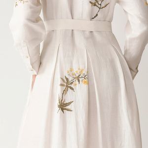 Nouvelles robes d'été pour femmes, robes décontractées amples et modestes avec motifs floraux brodés, robe maxi en lin et coton - Product Image 5