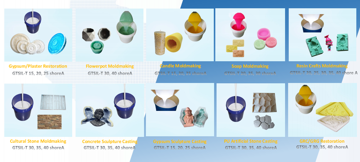 Mold making silicone rubber for making Gypsum Plaster Decoration liquid rtv2 tin cure silicone rubber