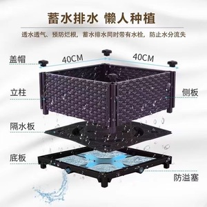 Planting Box Seedling Box 40Cm <b>Square</b> Resin With Drainage Hole For Home Balcony Vegetable Growing - Product Image 1