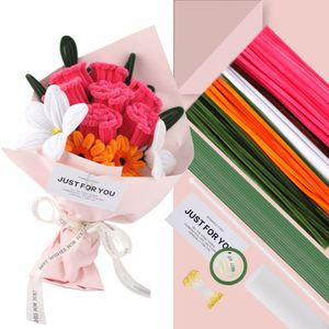 Rose Sunflower Pipe Cleaners Bouquet <b>DIY</b> <b>Kit</b> Includes Wrapping Paper Ribbon Stems Make a Complete Gift Bouquet - Product Image 1