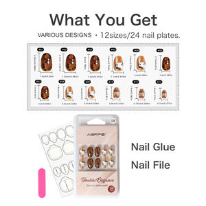 AIERFEI Kattenogen Kunstnagels Aanbrengnagels Schattige Ovale Vorm Kunstnagels Luipaardprint Nagels China Nagelfabriek - Product Image 2