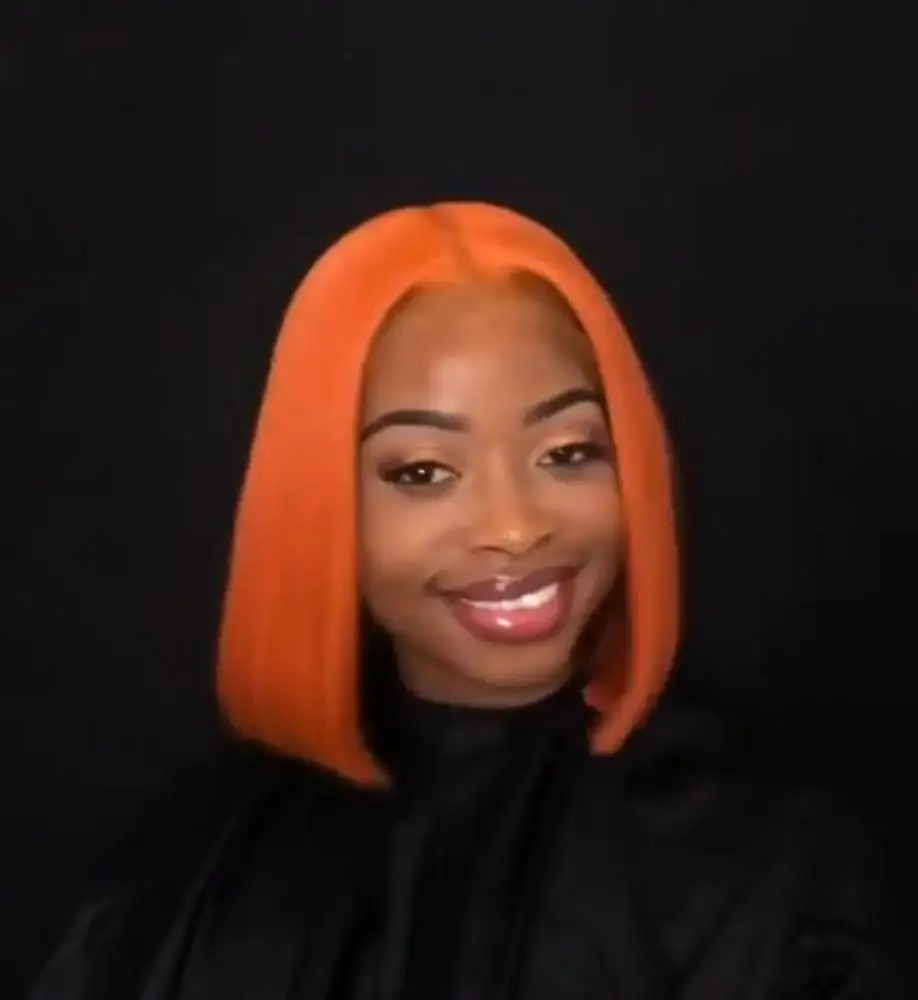 Wholesale Orange Color Bob Wig 100% Virgin Human Hair Lace Front Wigs For Black Woman For Party And Wedding