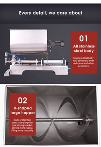 Máquina de llenado de pasta agitadora Horizontal neumática con <span class=keywords><strong>tolva</strong></span> en forma de U Máquina de llenado rotativa para crema de miel Aceite Crema Bebida - Product Image 4