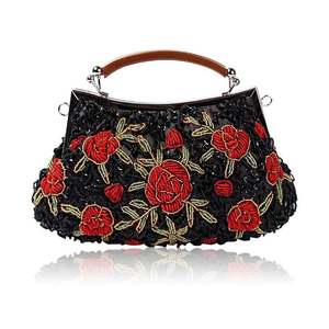 Bolsas de Mão de Luxo para Mulheres com Bordado de Pérolas e Flores, Estilo Chinês, Bolsa de Clutch Brilhante para Casamento - Product Image 3