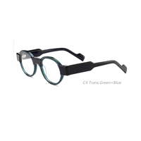 Lunettes à monture épaisse vintage, monture ronde transparente bicolore, monture artistique unisexe