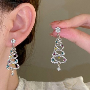2026 Colorful Rhinestone Christmas Tree Tassel Drop <b>Earrings</b> Luxury Round Crystal <b>Dangle</b> <b>Earrings</b> Women Holiday Party Jewelry - Product Image 3