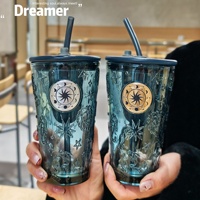 Gobelet Zodiaque Exquis et Tendance, Résistant aux Hautes Températures, Bleu Foncé, Écologique, Style Européen, pour Utilisation Extérieure, Gobelet Premium avec Paille
