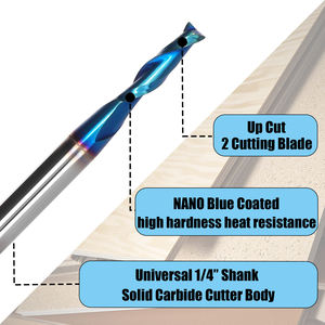 <span class=keywords><strong>Fraise</strong></span> CNC <span class=keywords><strong>Fraise</strong></span> en bout UpCut Spiral Router Bits Carbure 2 Flûte Lumineux 35 Angle d'Hélice Bois Plastique Coupe 5/32 Diamètre - Product Image 6