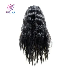 Ucuz sentetik saç imalatı siyah uzun sentetik afrika saç peruk siyah kadınlar için