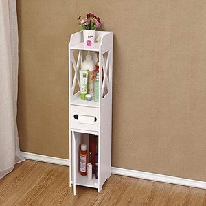 Rangement De salle De bain Au Sol Armoire Étanche Blanc Robuste Meubles De Salle De Bain <span class=keywords><strong>Toilette</strong></span> Étagère Salle De Bain Organisateur Armoire haute - Product Image 2