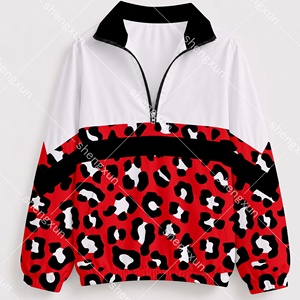 Custom Leopard Print Quarter Zip Windbreaker Water Resistant Sublimation Pullover <strong>Jacket</strong> <strong>for</strong> <strong>Women</strong> Boutique Activewear - Product Image 6